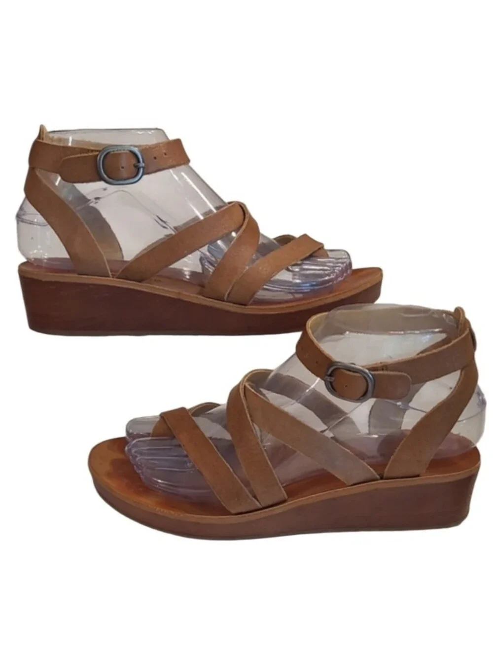 Lucky Brand Strappy Mini Wedge Toe Wrap Sandals Ankle Strap Gladiator Sandal
